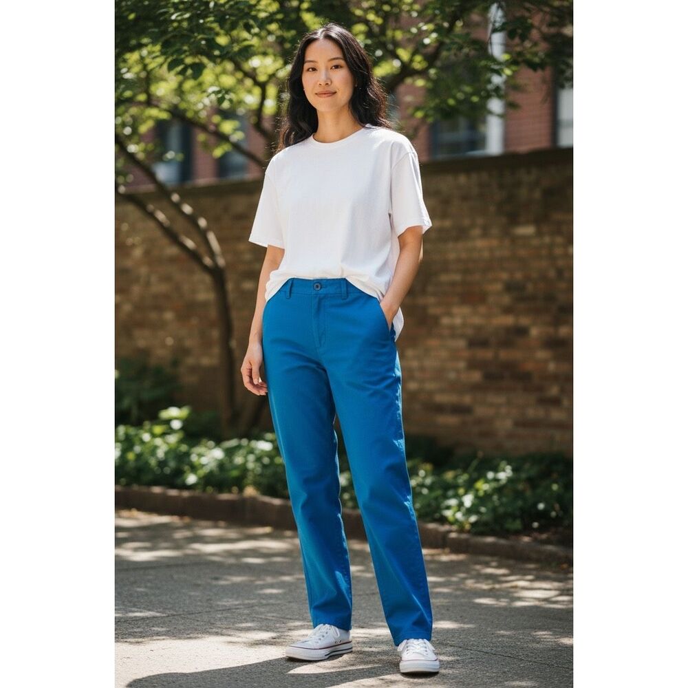 ✨COS Cotton Khaki Blue Sz 6 Pants✨ - Picture 3 of 10